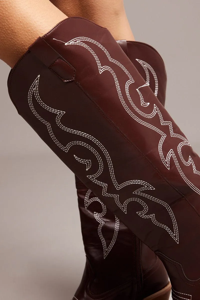 Brown Embroidered Western Boots sold by Ally Fashion product image thumbnail 2