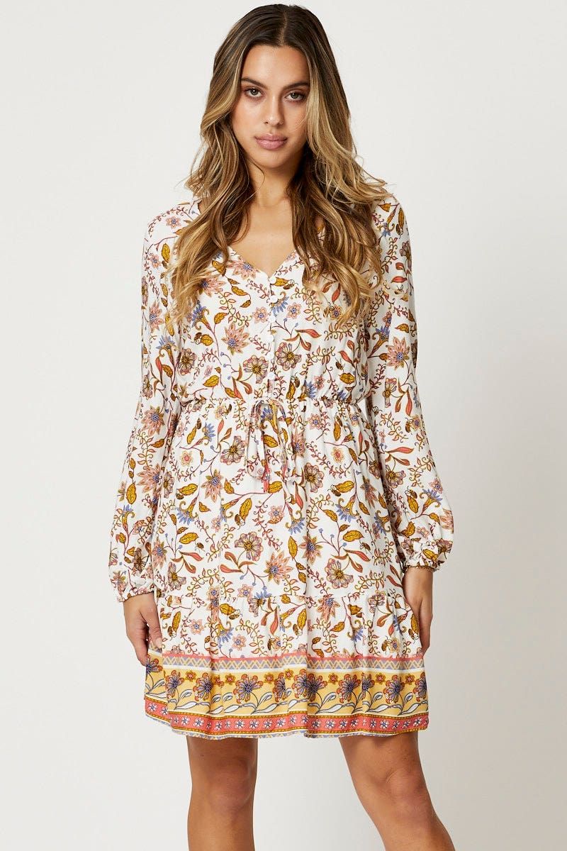 Print Long Sleeve Skater Dress sold by Ally Fashion