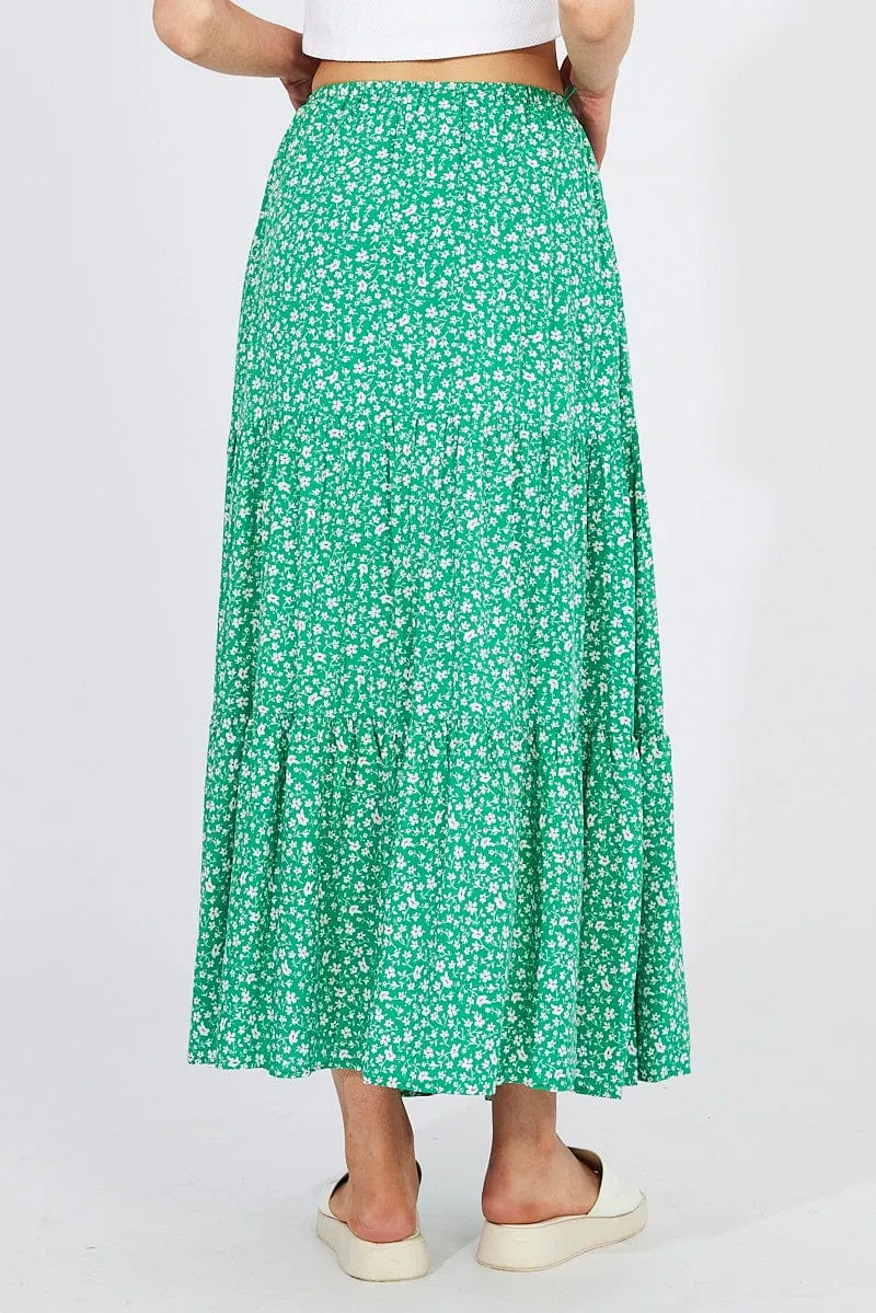 Green Ditsy Maxi Skirt High Rise sold by Ally Fashion product image thumbnail 5