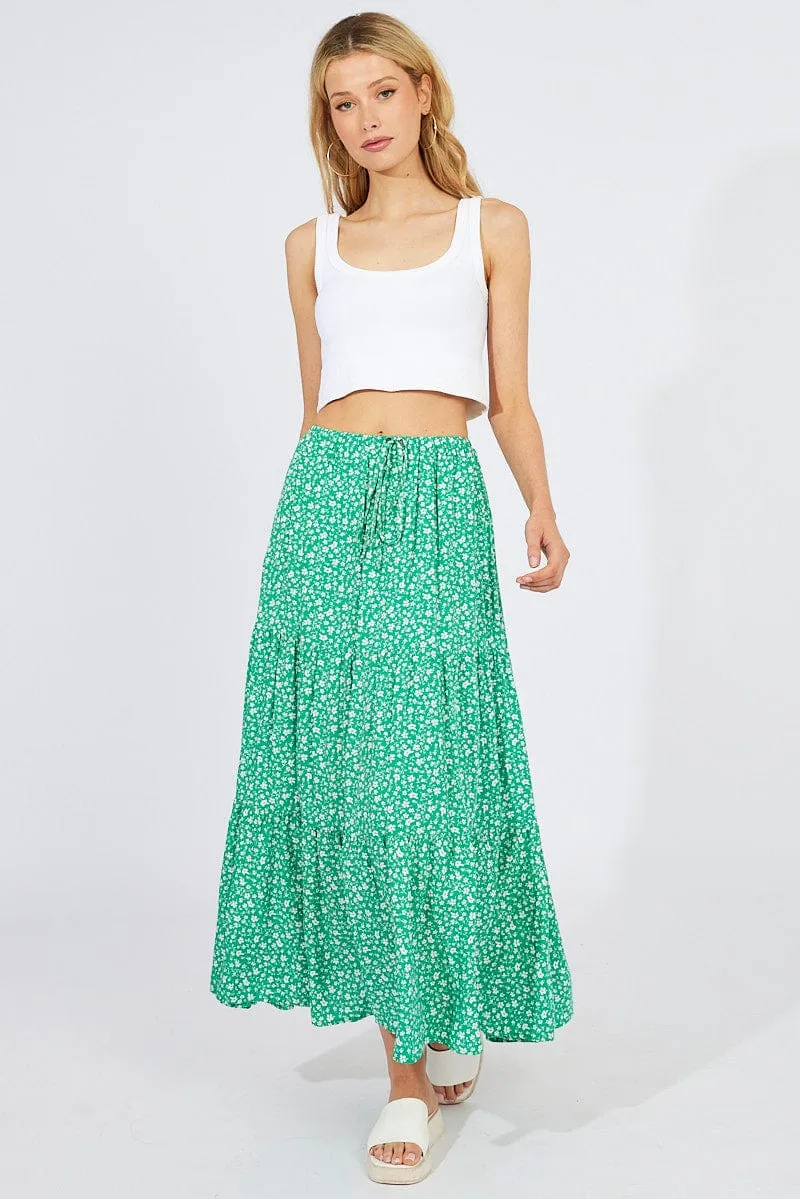 Green Ditsy Maxi Skirt High Rise sold by Ally Fashion product image thumbnail 2