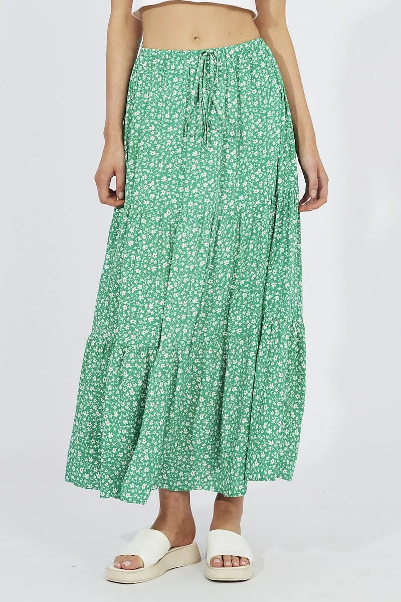 Green Ditsy Maxi Skirt High Rise sold by Ally Fashion product image thumbnail 3