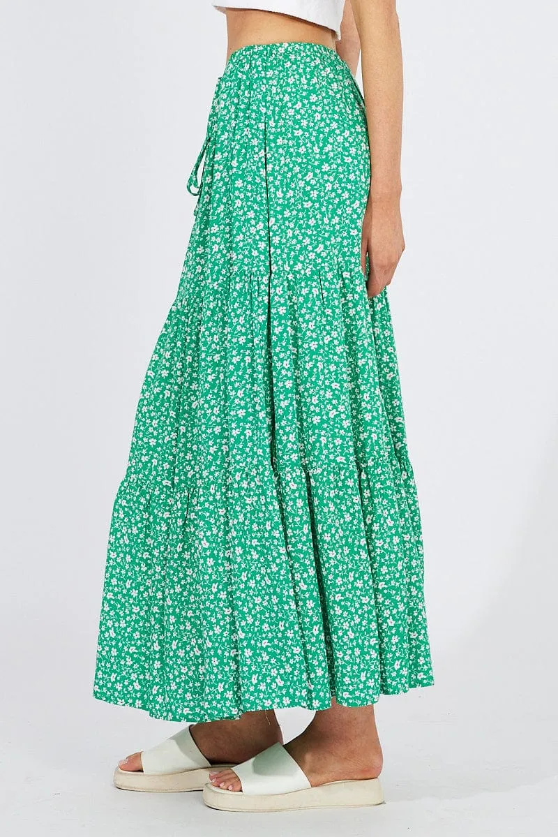 Green Ditsy Maxi Skirt High Rise sold by Ally Fashion product image thumbnail 4