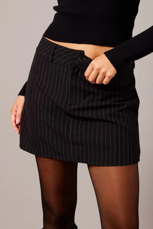 Black Stripe Mini Skirt Mid Rise sold by Ally Fashion