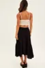 Black Asymmetrical Hem Tie Waist Midi Skirt sold by Ally Fashion