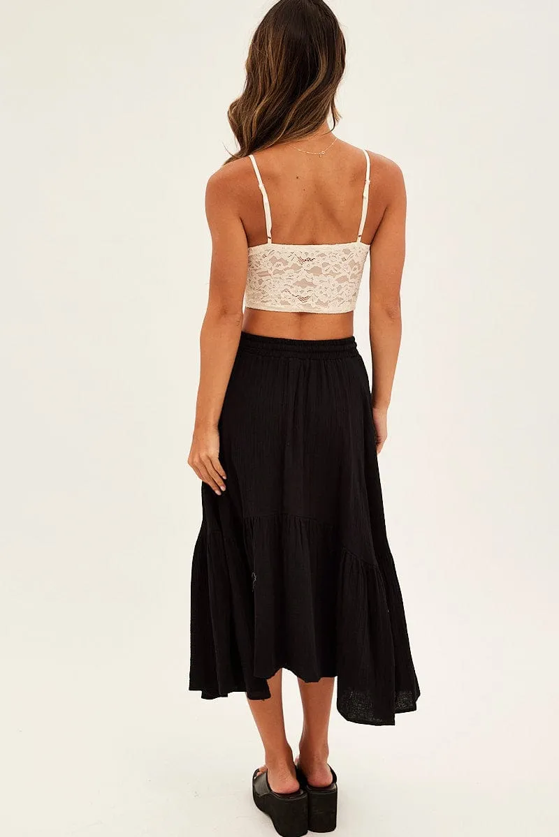 Black Asymmetrical Hem Tie Waist Midi Skirt sold by Ally Fashion product image thumbnail 5