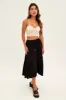 Black Asymmetrical Hem Tie Waist Midi Skirt sold by Ally Fashion
