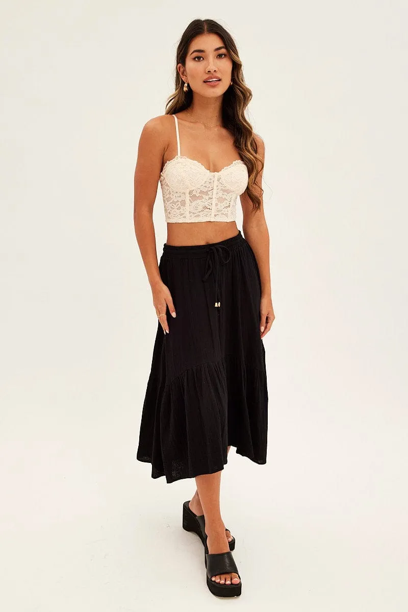 Black Asymmetrical Hem Tie Waist Midi Skirt sold by Ally Fashion product image thumbnail 3