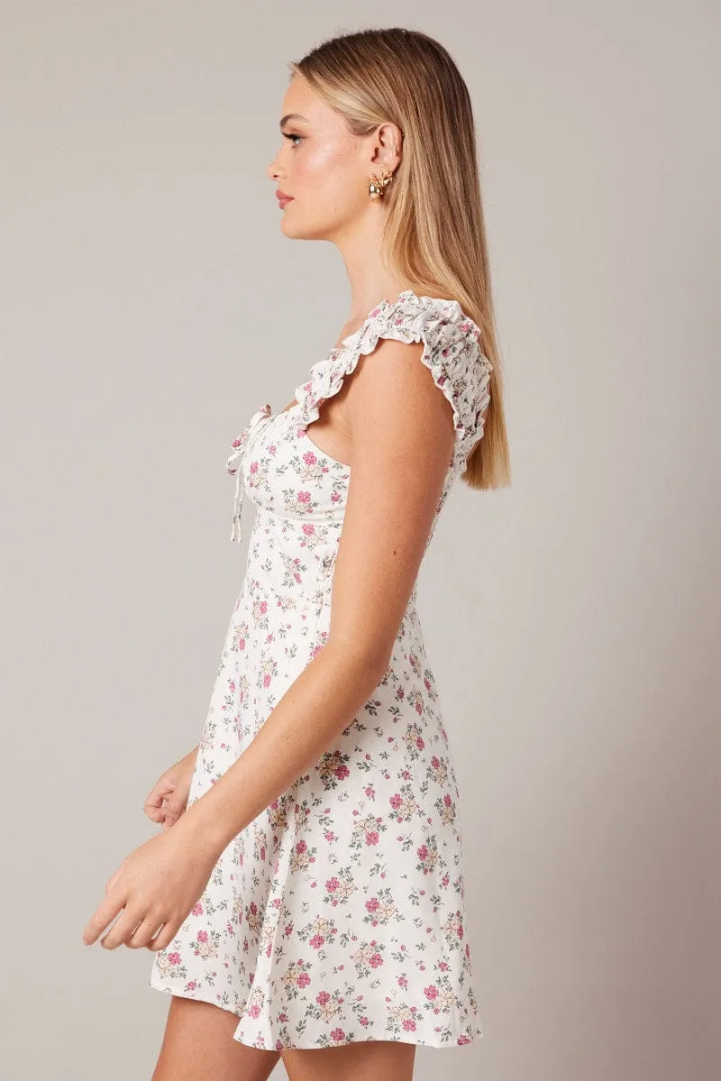 Pink Floral Fit And Flare Dress Mini sold by Ally Fashion product image thumbnail 4