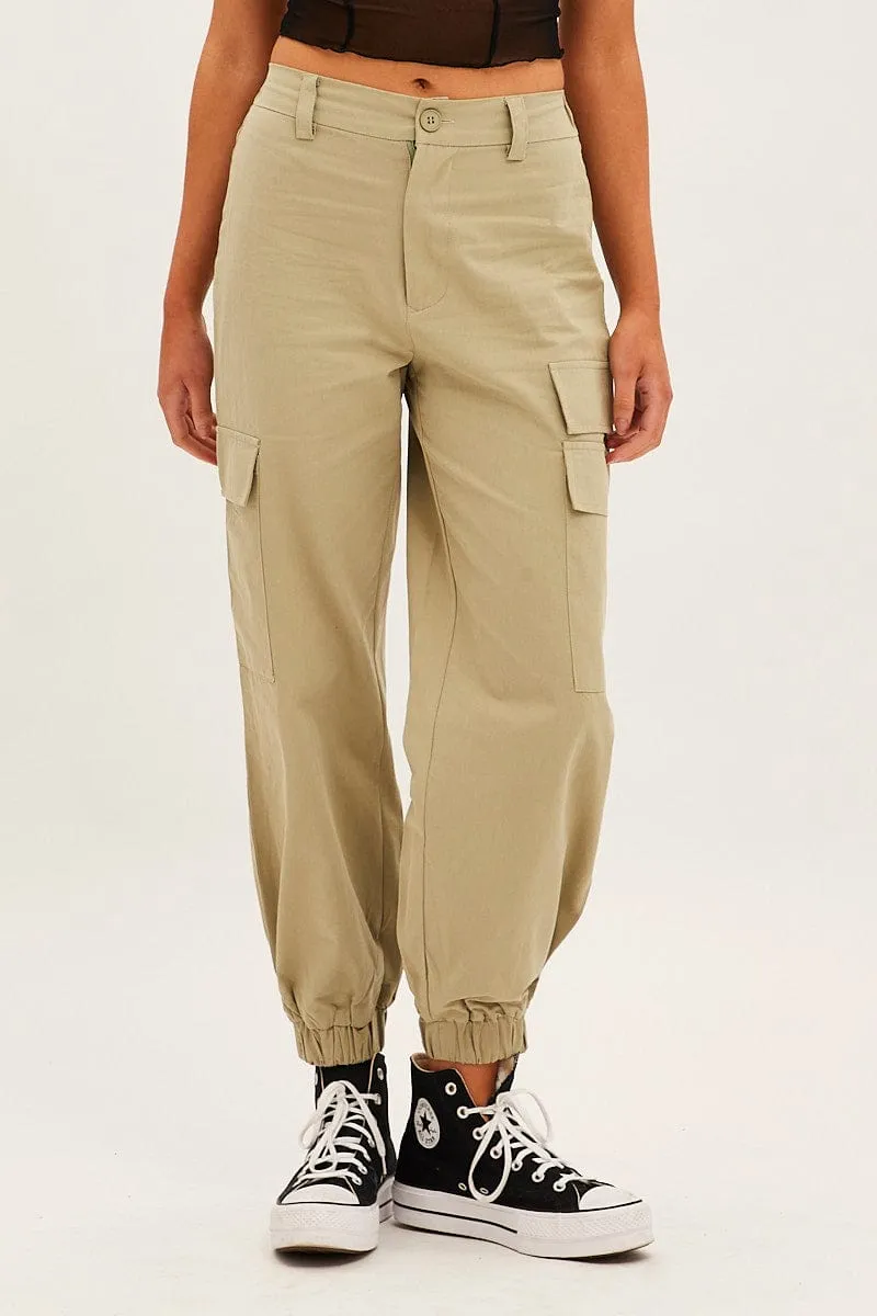 Green High Rise Wide Leg Cargo Pants sold by Ally Fashion product image thumbnail 2