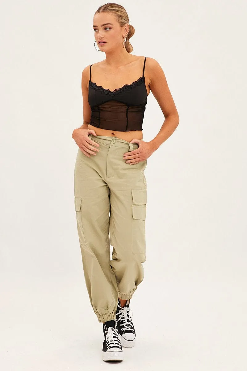 Green High Rise Wide Leg Cargo Pants sold by Ally Fashion product image thumbnail 3