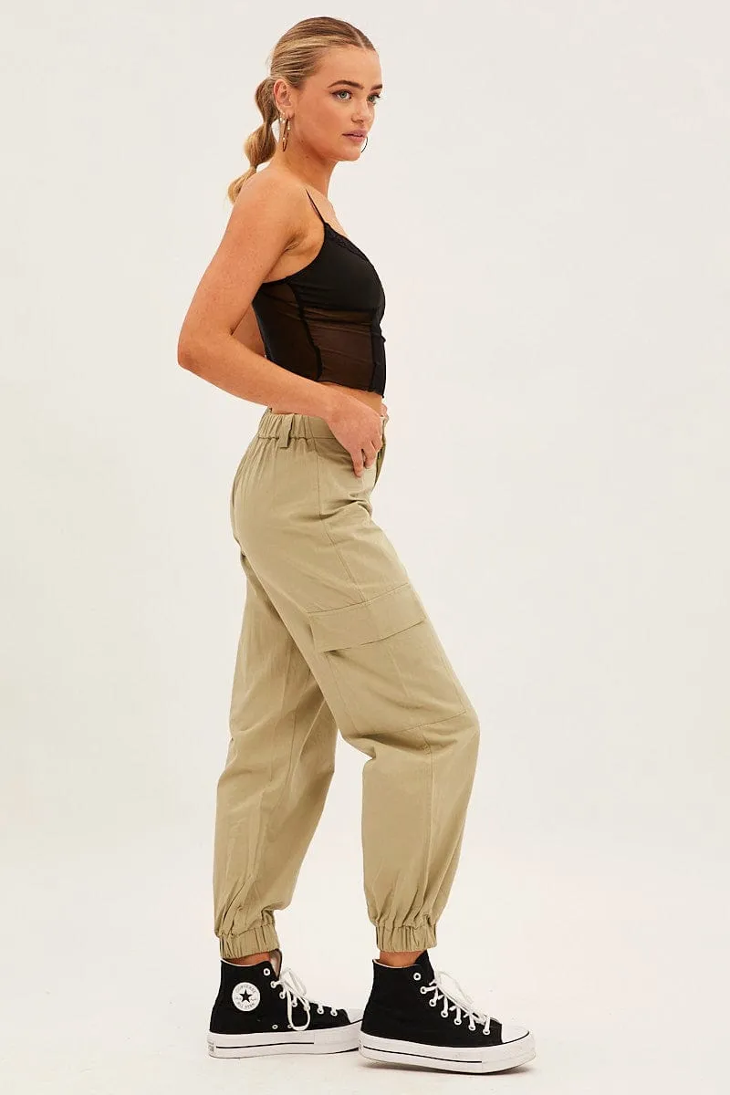 Green High Rise Wide Leg Cargo Pants sold by Ally Fashion product image thumbnail 4