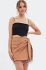 Beige Abstract Wrap Skirt Mini Tassels sold by Ally Fashion