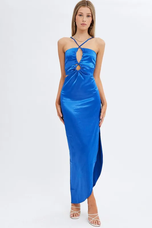 Blue Maxi Dress Side Slip sold by Ally Fashion