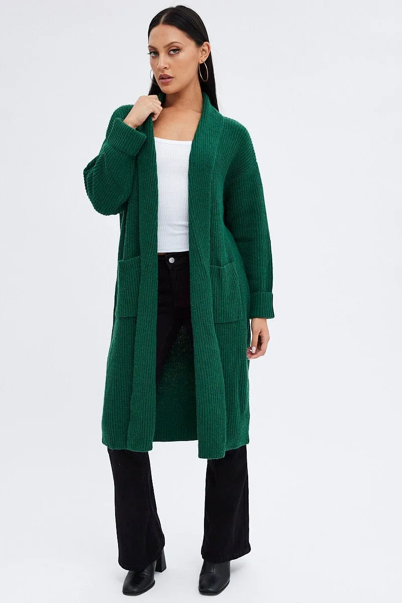Green Longline Cardigan sold by Ally Fashion