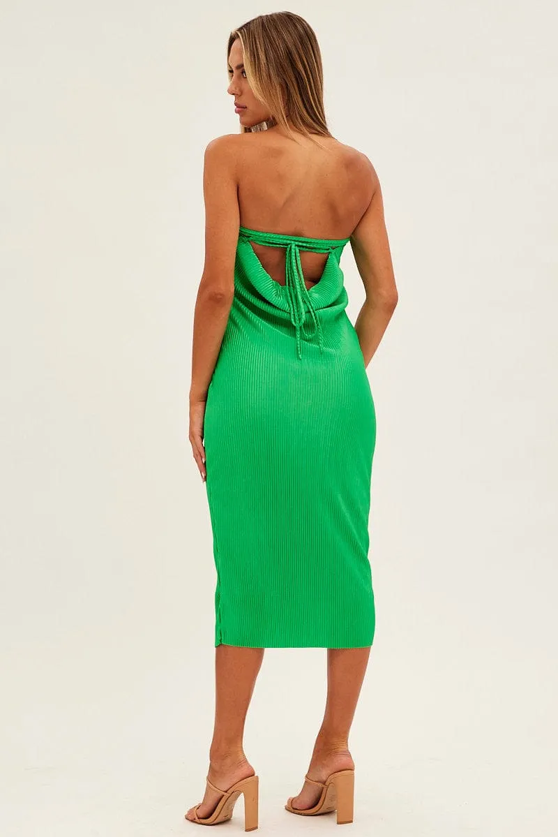 Green Midi Dress Bandeau Plisse sold by Ally Fashion product image thumbnail 5