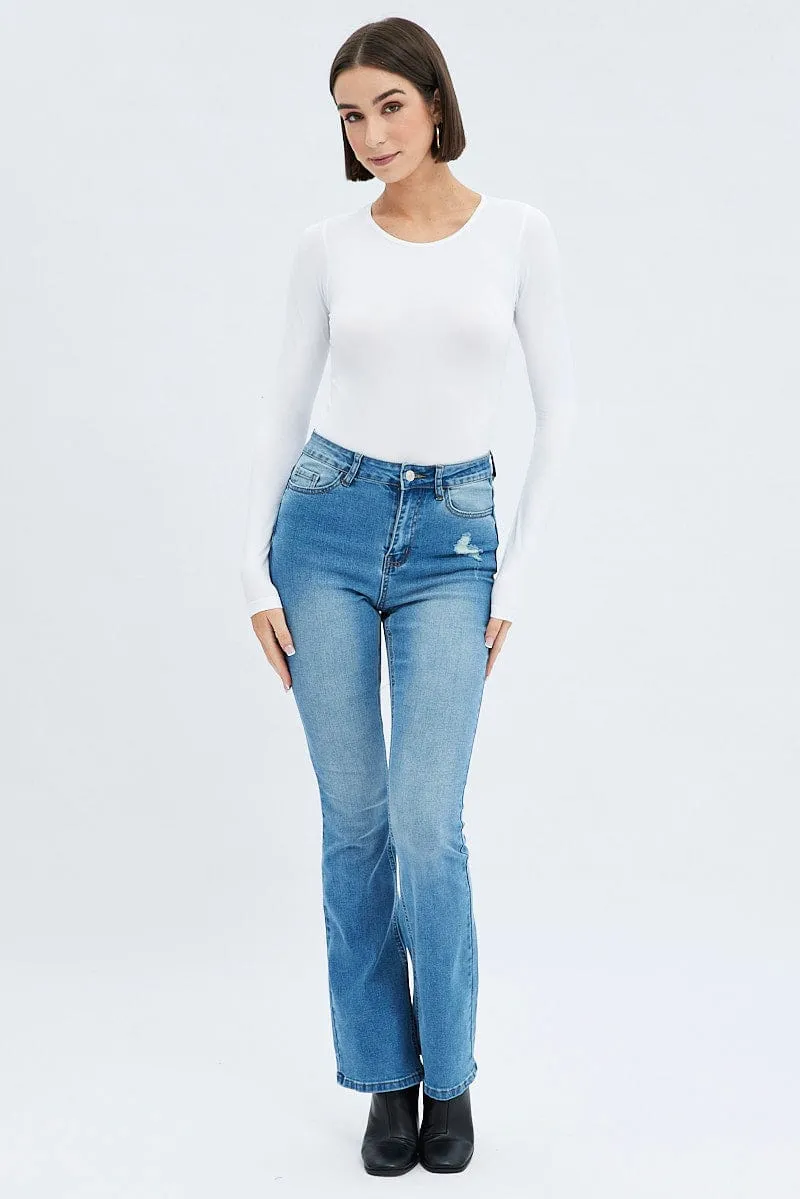 White Bodysuit Long Sleeve Crew Neck Seamless sold by Ally Fashion product image thumbnail 3