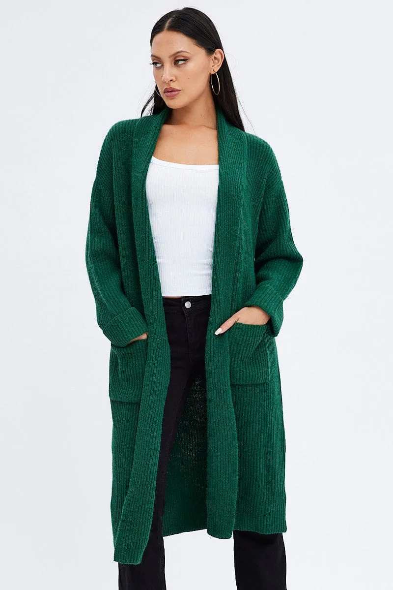 Green Longline Cardigan sold by Ally Fashion product image thumbnail 2