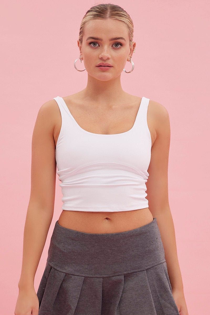 White Tank Top Sleeveless Underseam Activewear sold by Ally Fashion product image thumbnail 3