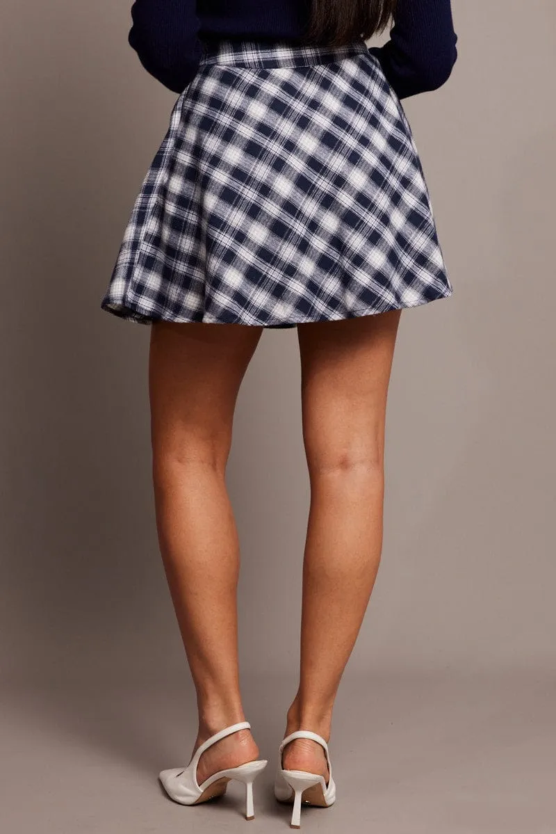 Blue Check Skater Skirt Mini sold by Ally Fashion product image thumbnail 5