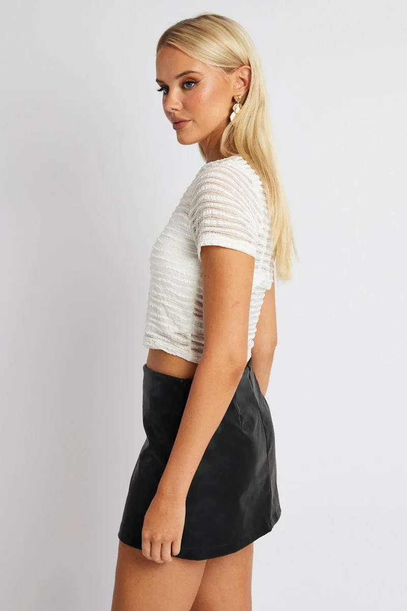 White Crop Top Short Sleeve Textured sold by Ally Fashion product image thumbnail 4