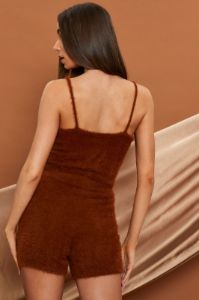 Brown Fluffy Knit Shorts sold by Ally Fashion
