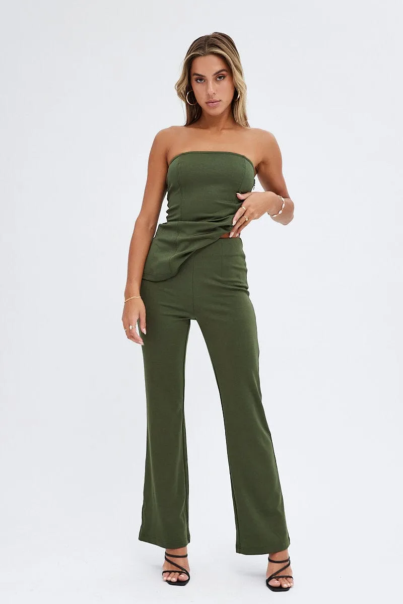 Green Flare Leg Pants Ponte sold by Ally Fashion