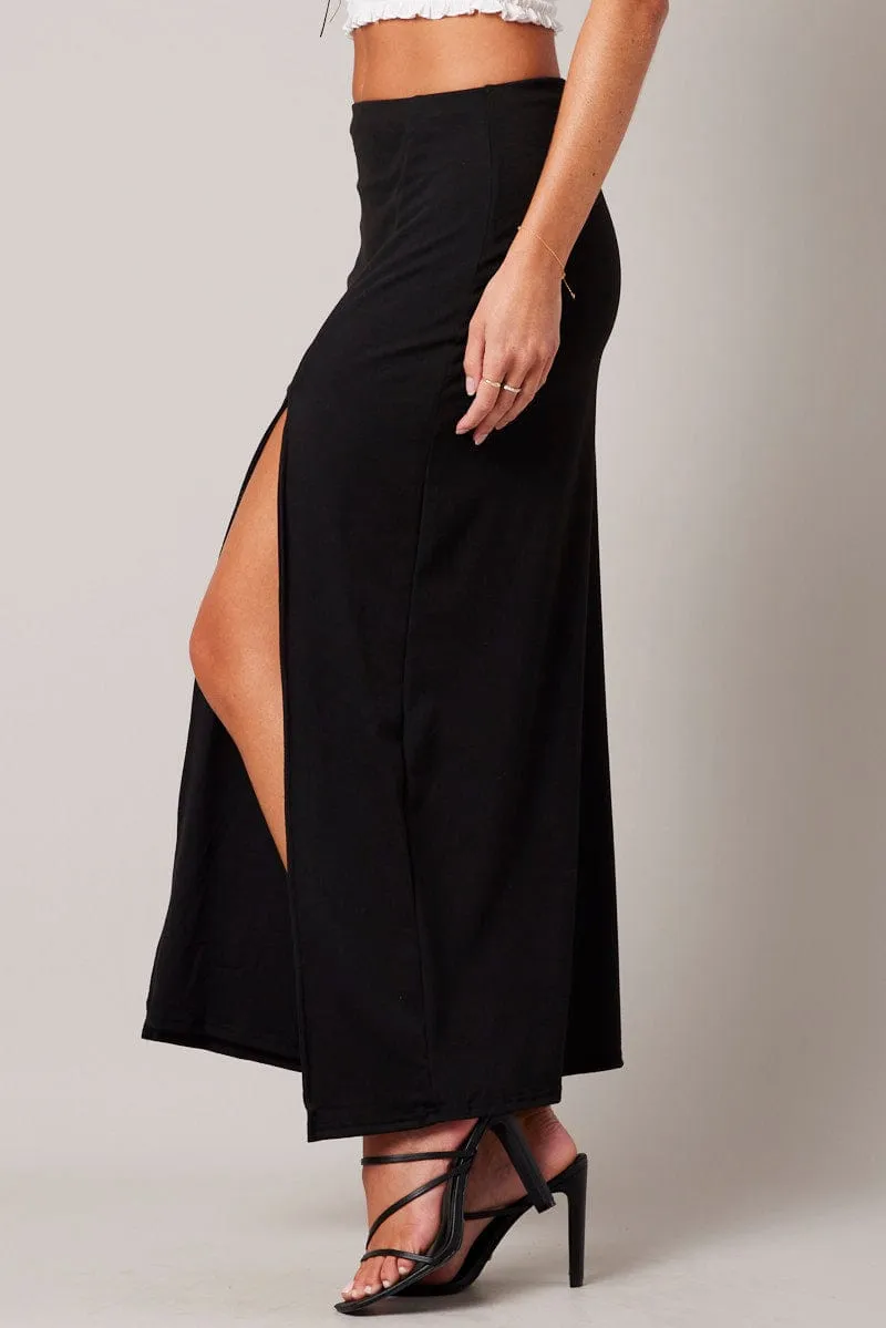 Black Supersoft Skirt Front Split Double Layer sold by Ally Fashion product image thumbnail 4