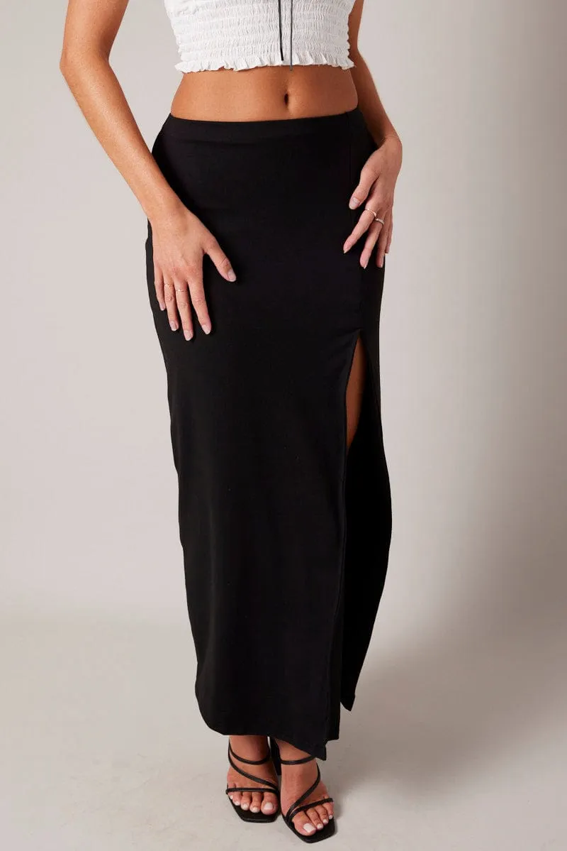 Black Supersoft Skirt Front Split Double Layer sold by Ally Fashion