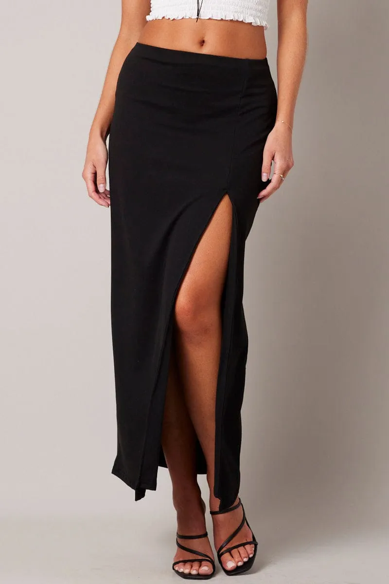 Black Supersoft Skirt Front Split Double Layer sold by Ally Fashion product image thumbnail 3