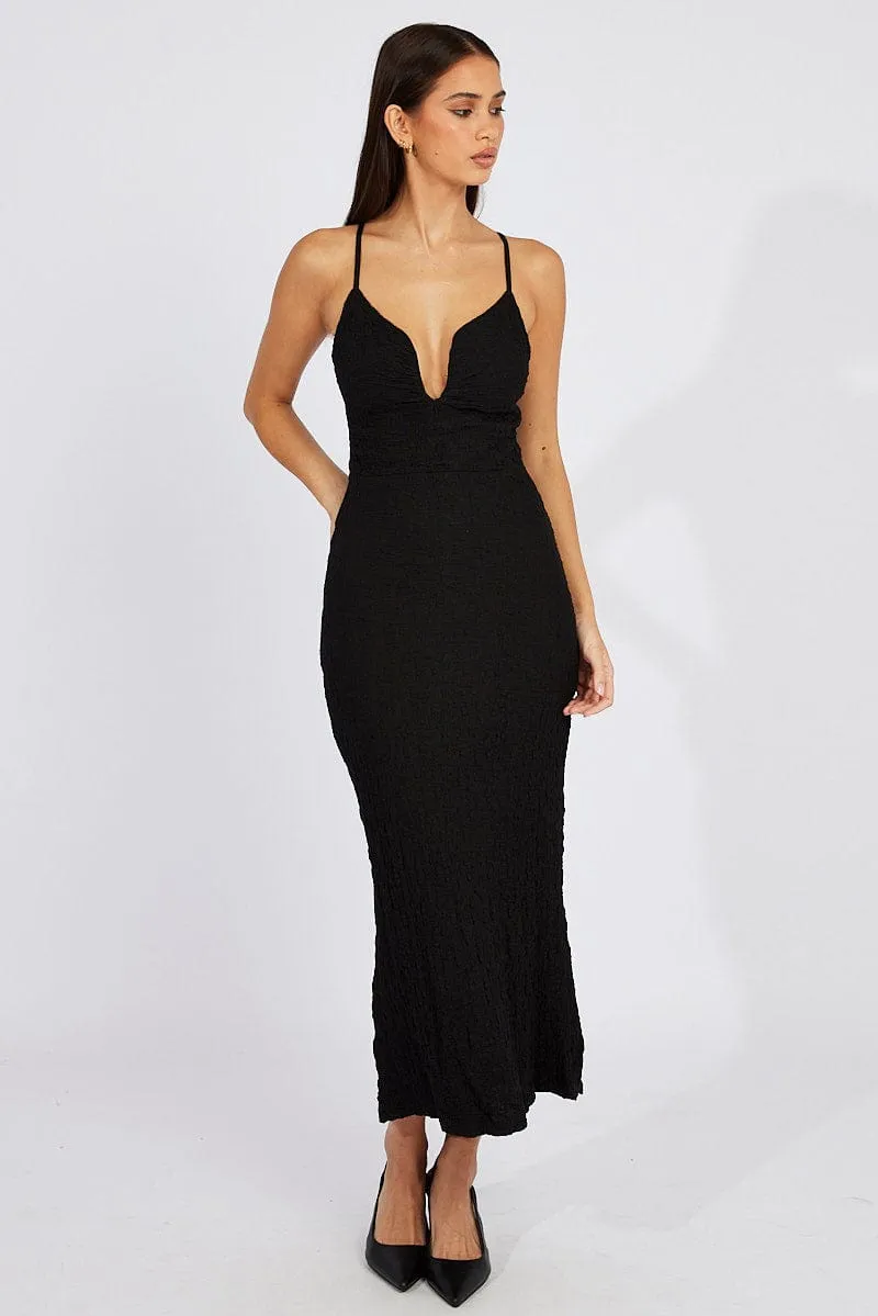 Black Bodycon Dress Strappy Textured Fabric sold by Ally Fashion product image thumbnail 3