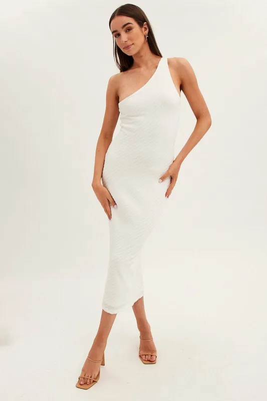 White Maxi Dress Sleeveless One Shoulder Bodycon sold by Ally Fashion