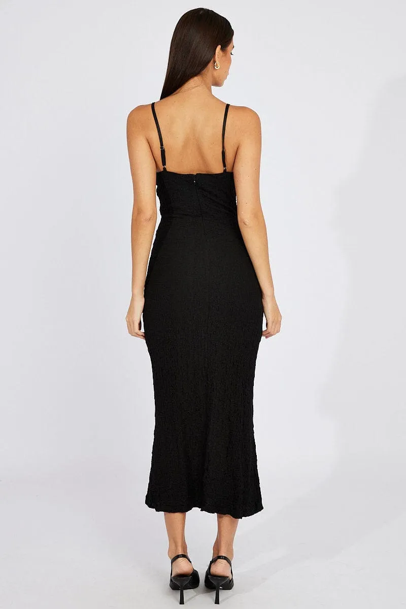 Black Bodycon Dress Strappy Textured Fabric sold by Ally Fashion product image thumbnail 5