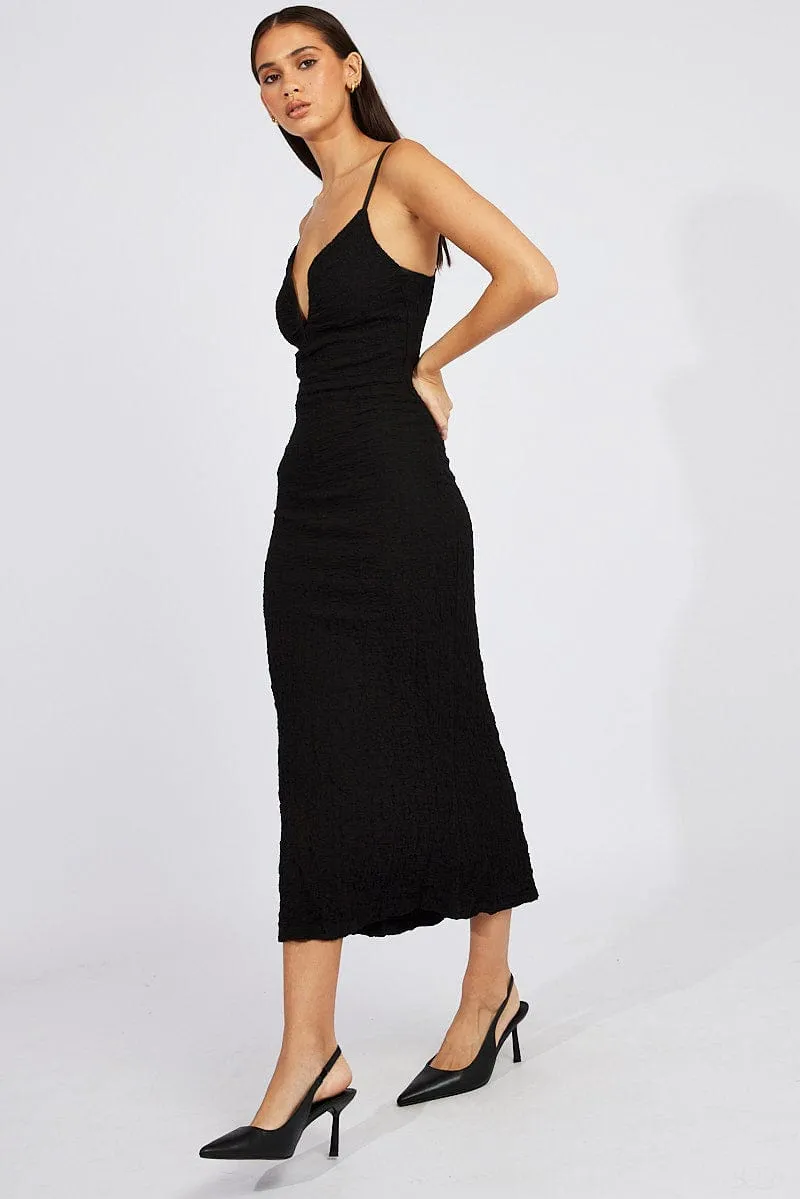 Black Bodycon Dress Strappy Textured Fabric sold by Ally Fashion product image thumbnail 2