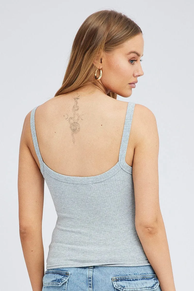 Grey Singlet Top Scoop Neck sold by Ally Fashion product image thumbnail 5