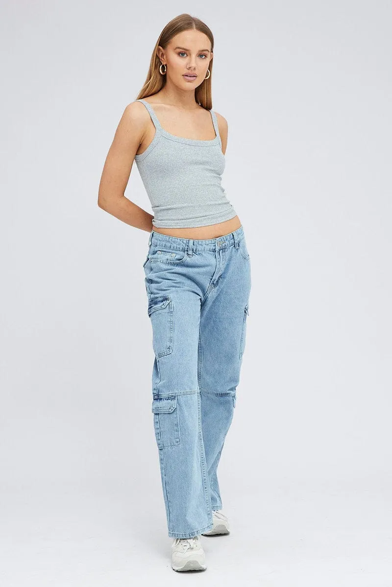 Grey Singlet Top Scoop Neck sold by Ally Fashion product image thumbnail 2