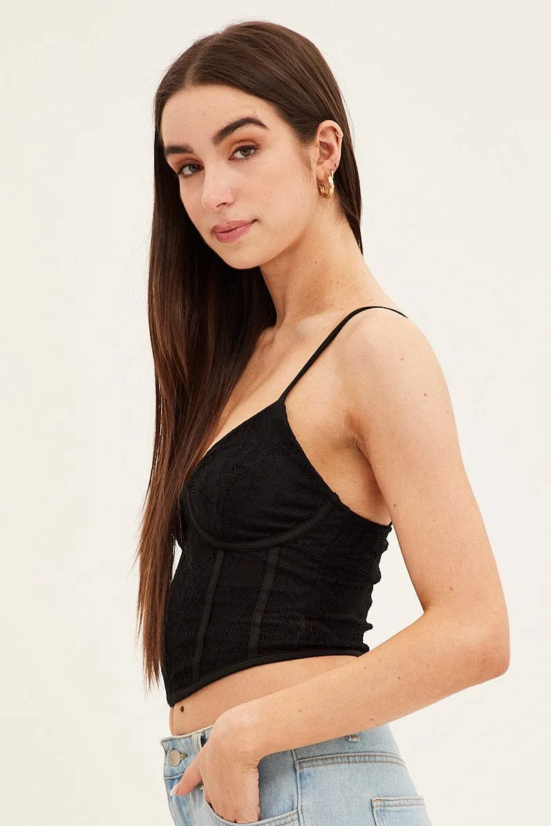 Black Corset Top Singlet Lace sold by Ally Fashion product image thumbnail 4