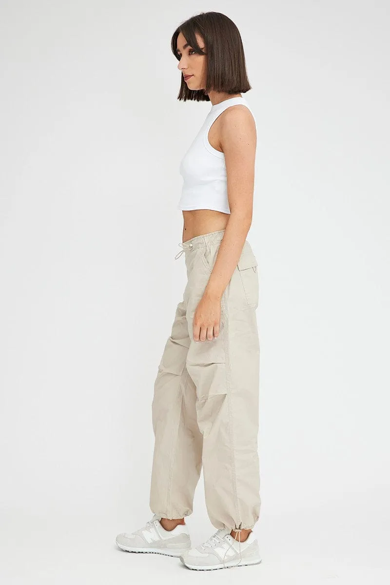 Beige Parachute Pants Cargo sold by Ally Fashion product image thumbnail 4