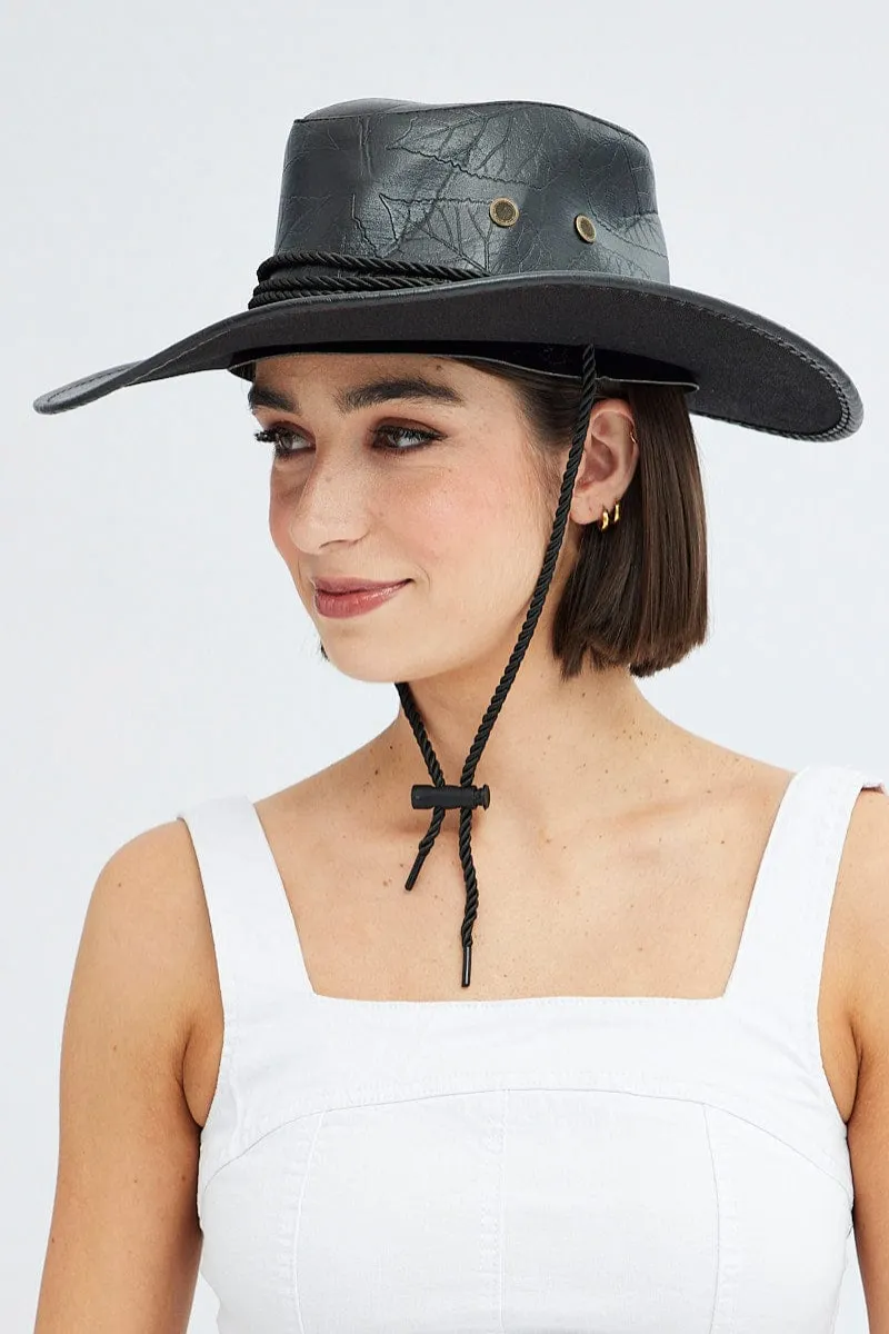 Black PU Cowboy Hat sold by Ally Fashion