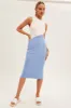 Blue Midi Dress Round Neck Colour Blocked Knit sold by Ally Fashion