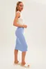 Blue Midi Dress Round Neck Colour Blocked Knit sold by Ally Fashion
