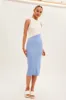 Blue Midi Dress Round Neck Colour Blocked Knit sold by Ally Fashion