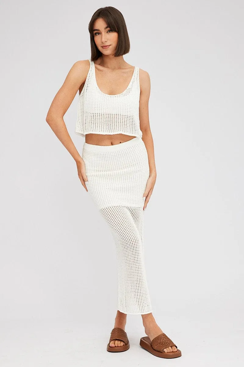 White Crochet Knit Top Scoop Neck sold by Ally Fashion product image thumbnail 2