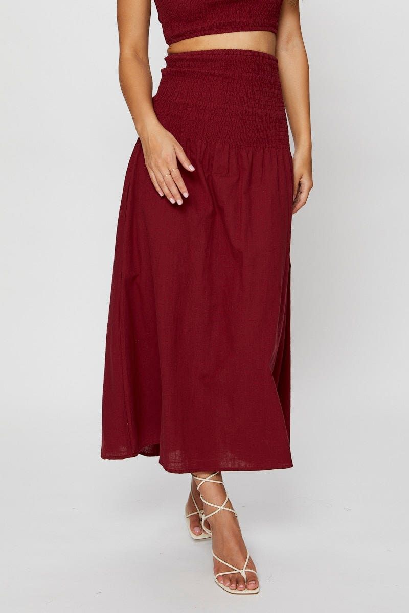 Brown Shirred Maxi Skirt sold by Ally Fashion product image thumbnail 2