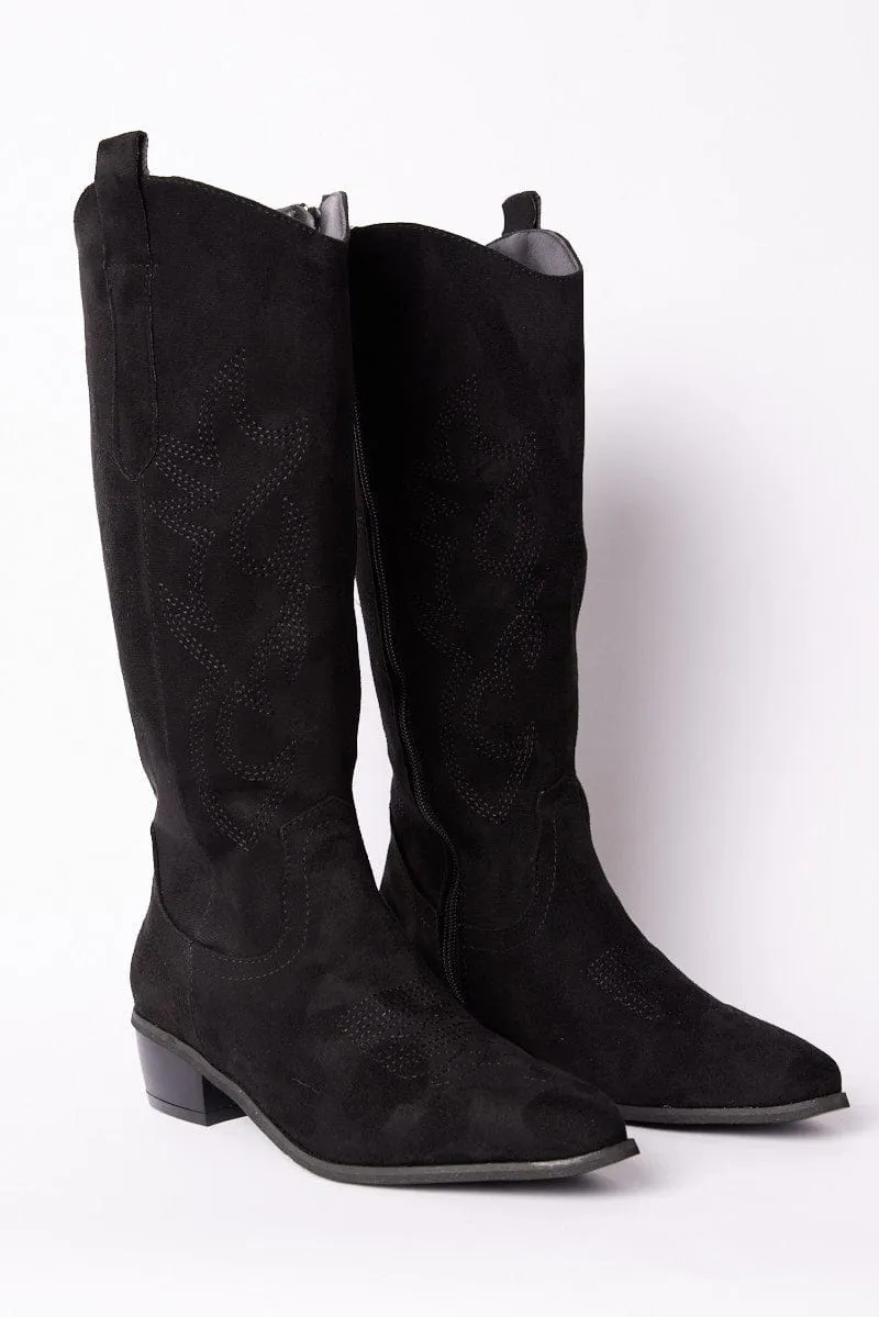 Black Western Boots Suede sold by Ally Fashion