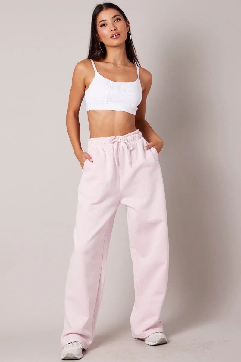 Pink Track Pants Wide Leg Pants sold by Ally Fashion product image thumbnail 2