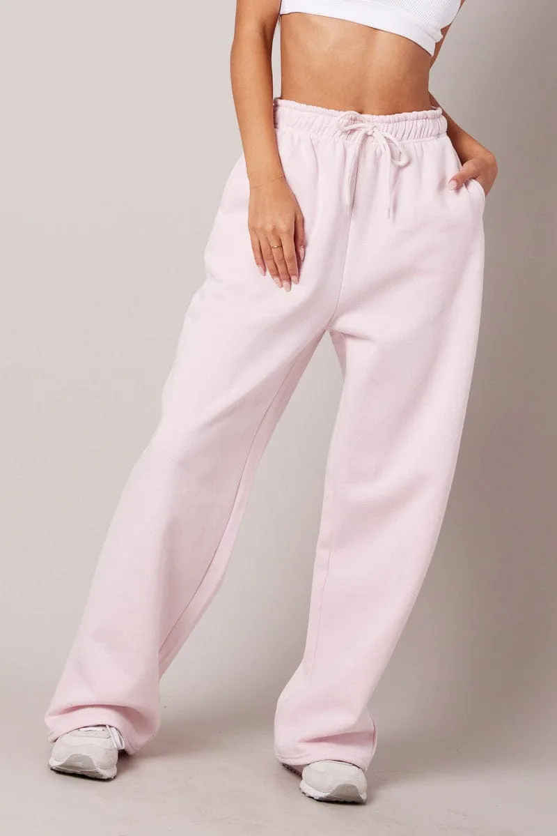 Pink Track Pants Wide Leg Pants sold by Ally Fashion product image thumbnail 3