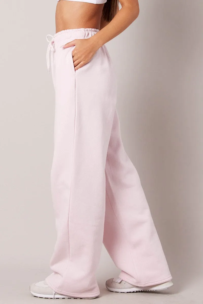 Pink Track Pants Wide Leg Pants sold by Ally Fashion product image thumbnail 4