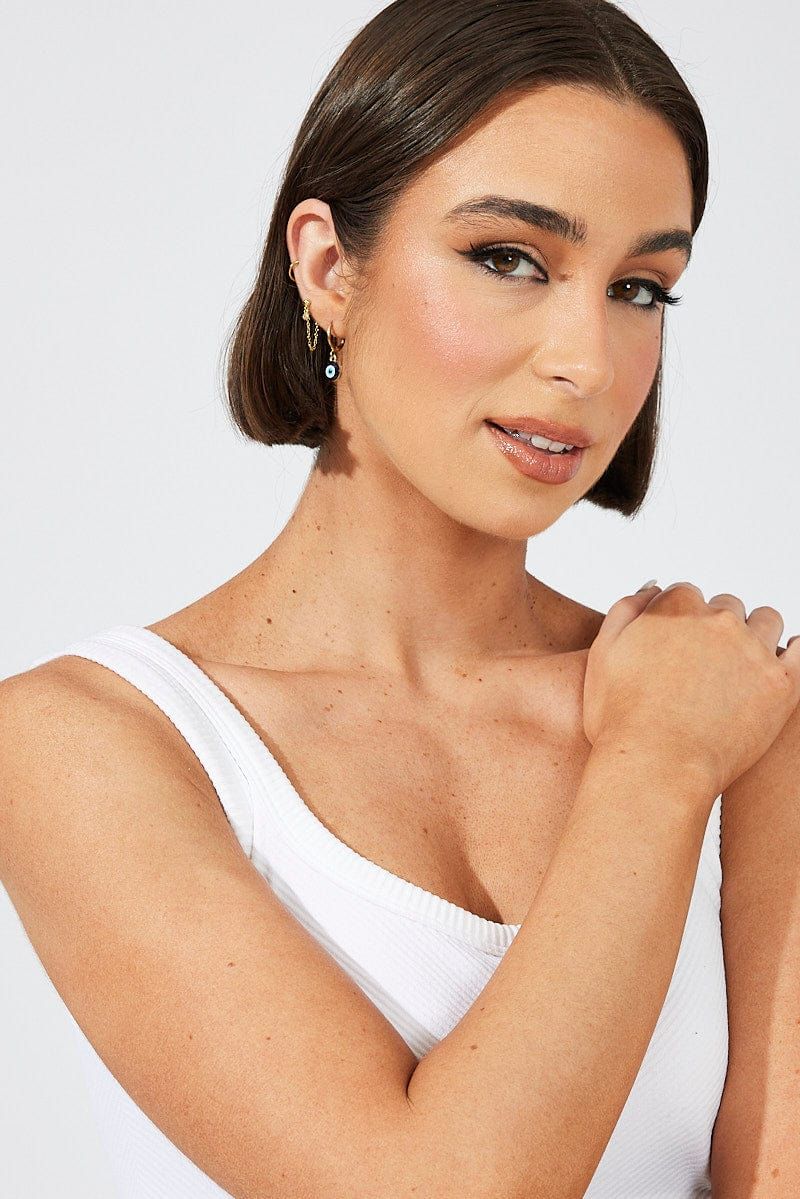 Blue Evil Eye Earrings sold by Ally Fashion product image thumbnail 2