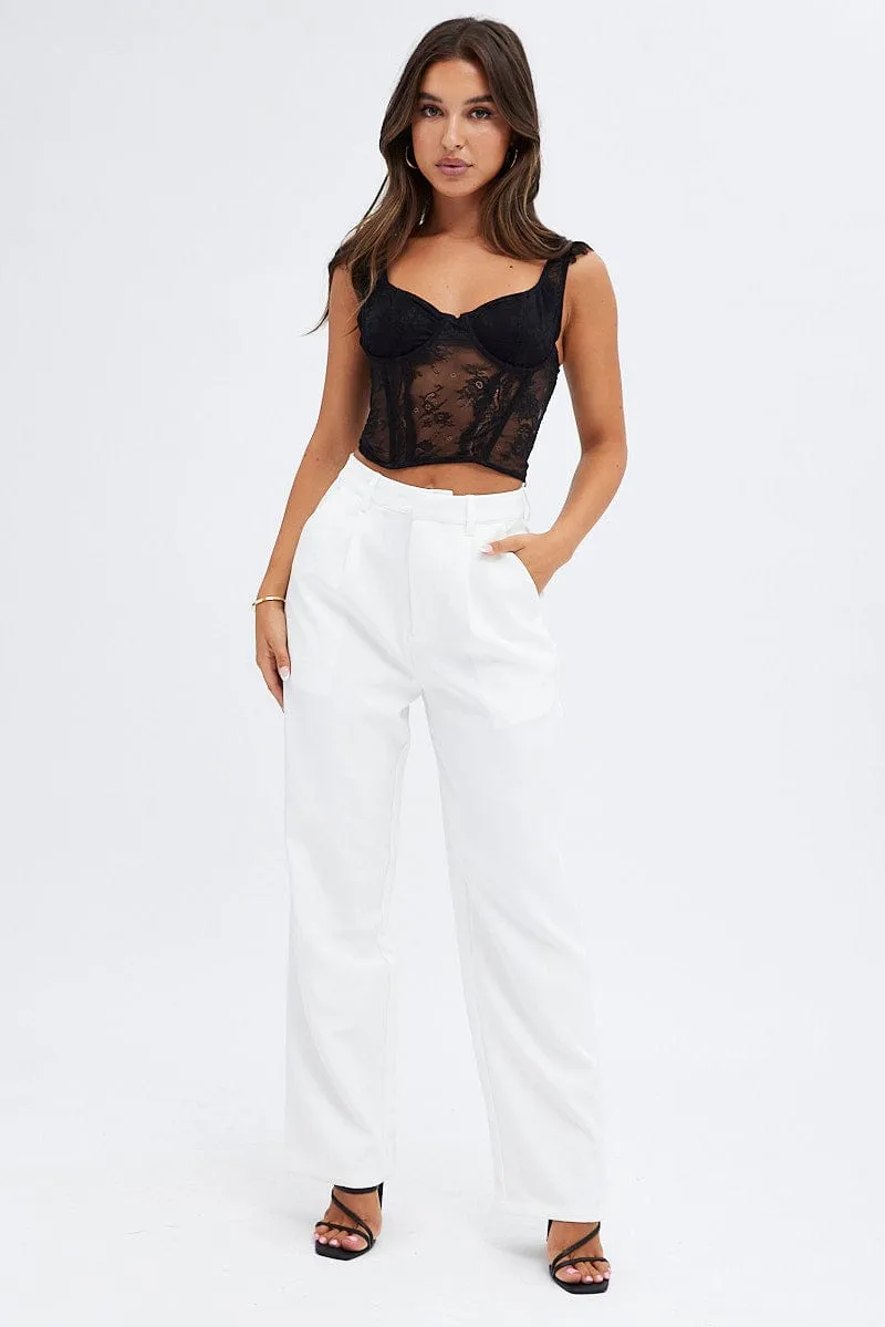 Black Lace Top Short Sleeve Slightly Stretch sold by Ally Fashion product image thumbnail 2