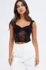Black Lace Top Short Sleeve Slightly Stretch sold by Ally Fashion
